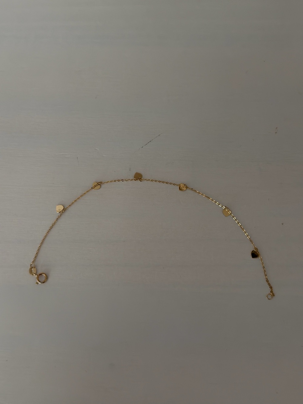 Solid 14K Gold Heart Charm Bracelet